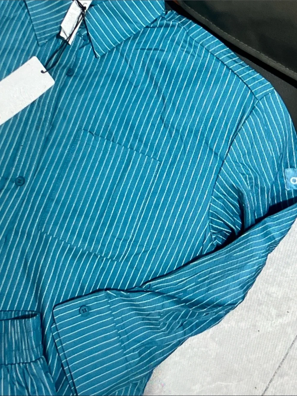 ALO Yoga Blue Button-Up Shirt